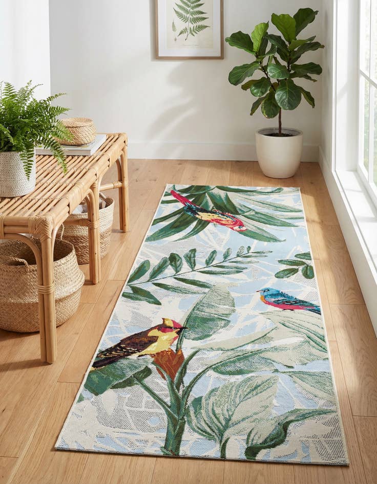 Detail image of 2' x 6' Easy-Clean Botanical Indoor / Outdoor Runner Rug