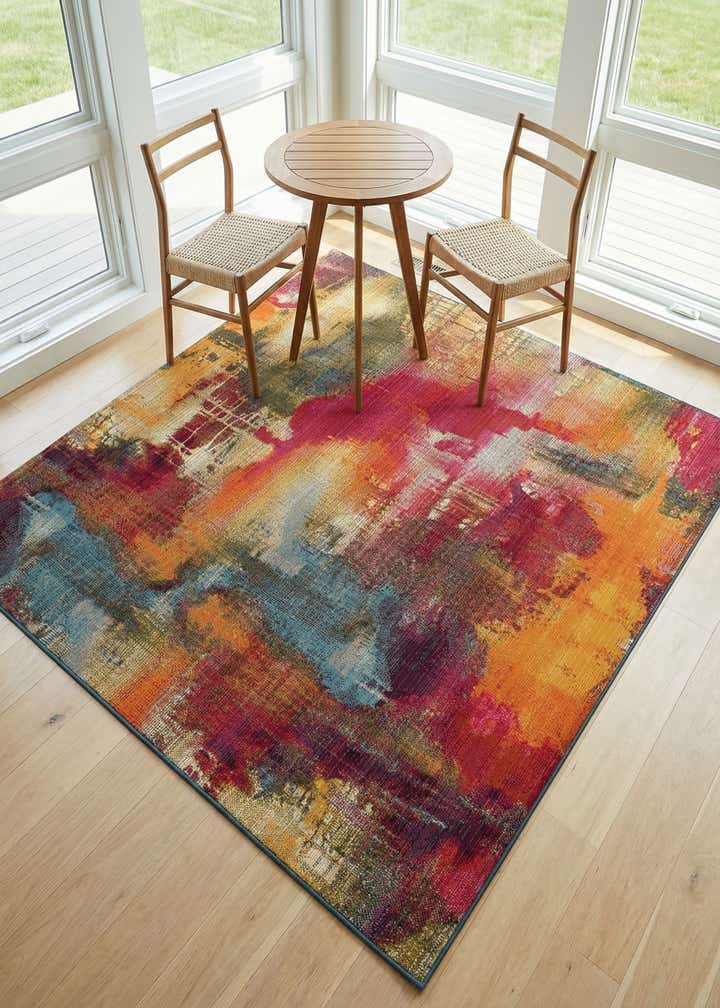 6' x 6' Easy-Clean Modern Indoor / Outdoor Square Rug