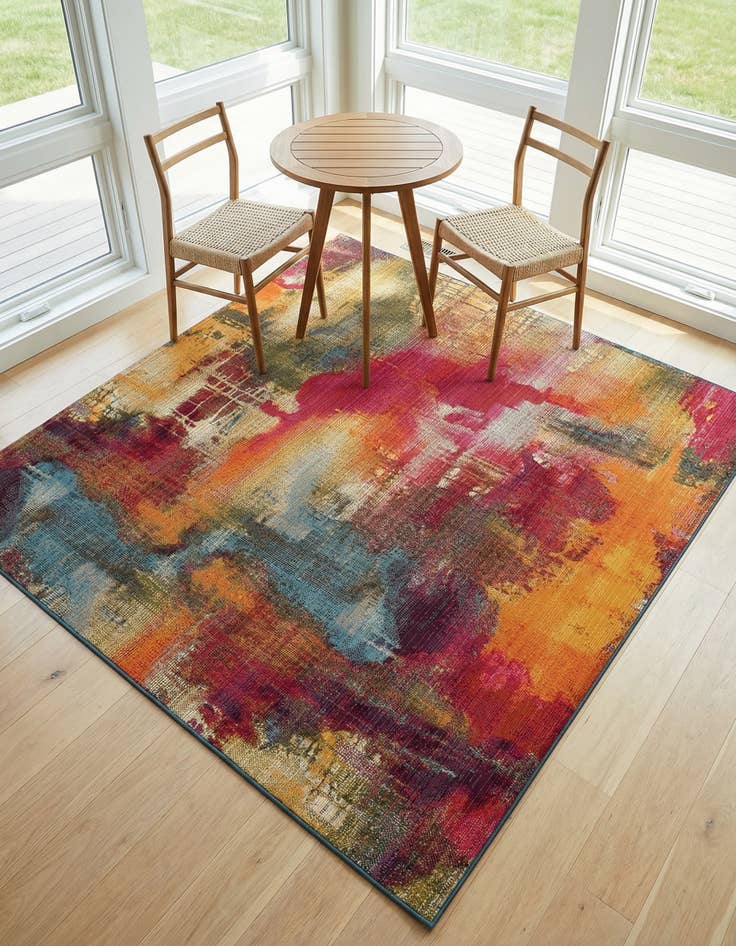 Detail image of 6' x 6' Easy-Clean Modern Indoor / Outdoor Square Rug