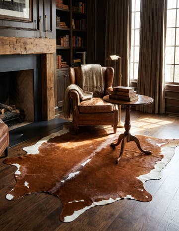 4' 10 x 6' 2 Cowhide Leather Rug