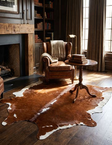4' 10 x 6' 2 Cowhide Leather Rug