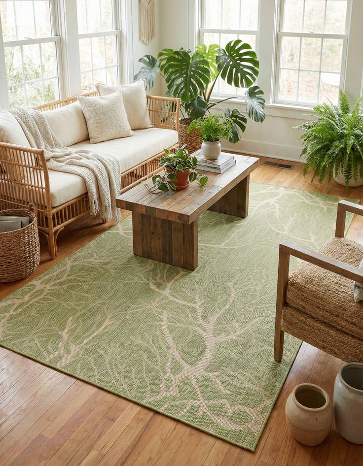 Detail image of 5' x 8' Washable Botanical Indoor / Outdoor Rug