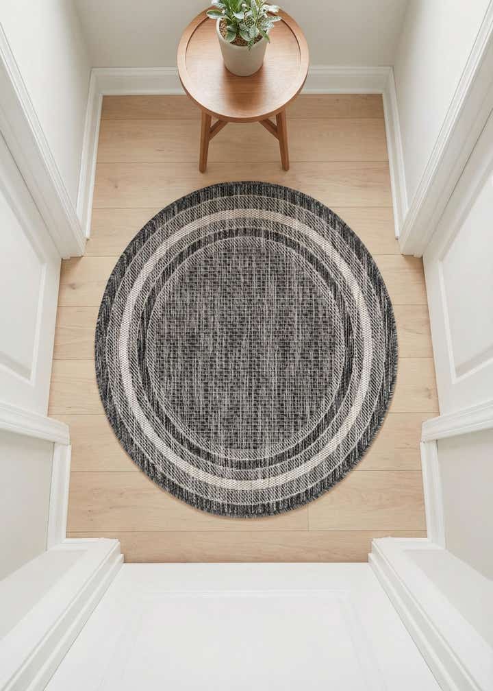 3' x 3' Easy-Clean Border Indoor / Outdoor Round Rug