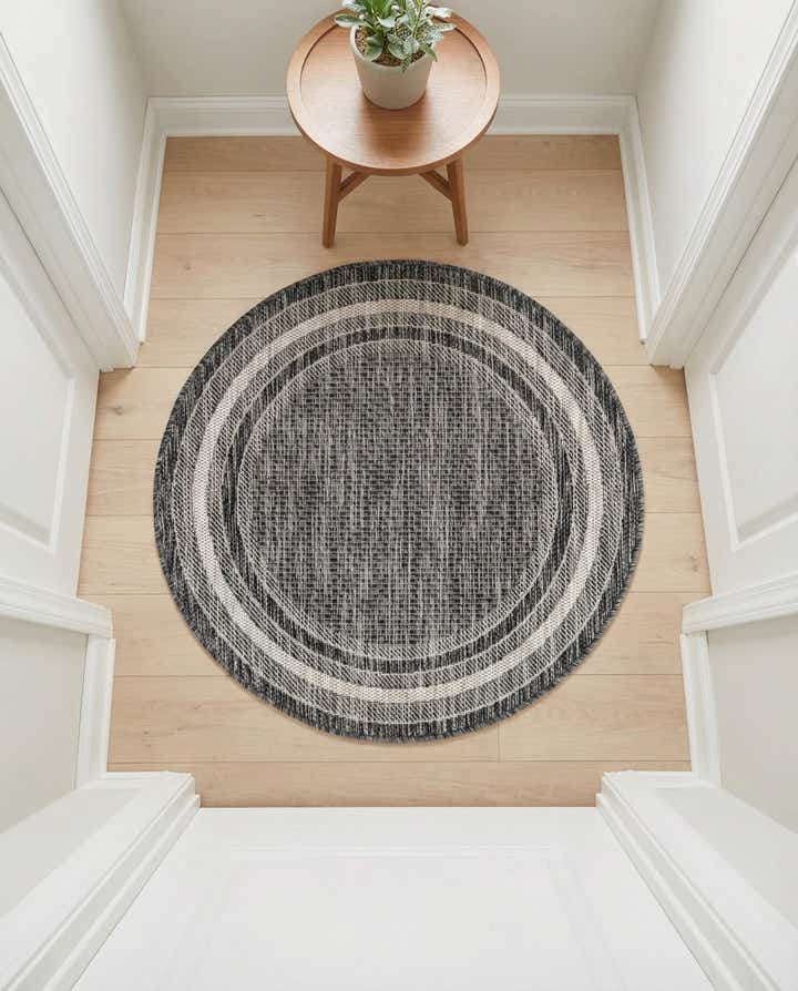 3' x 3' Easy-Clean Border Indoor / Outdoor Round Rug