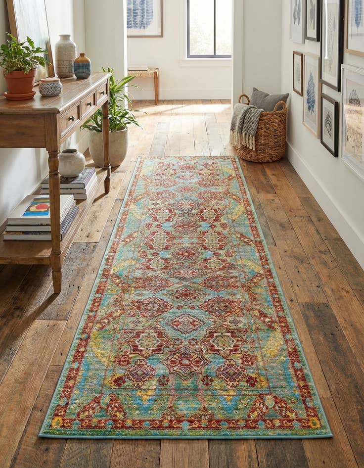 Detail image of 2' 7 x 9' 10 Aqua Runner Rug