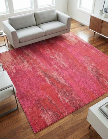 Pink Washable Sevilla Square Rug