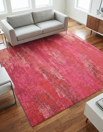 Pink Washable Sevilla Square Rug