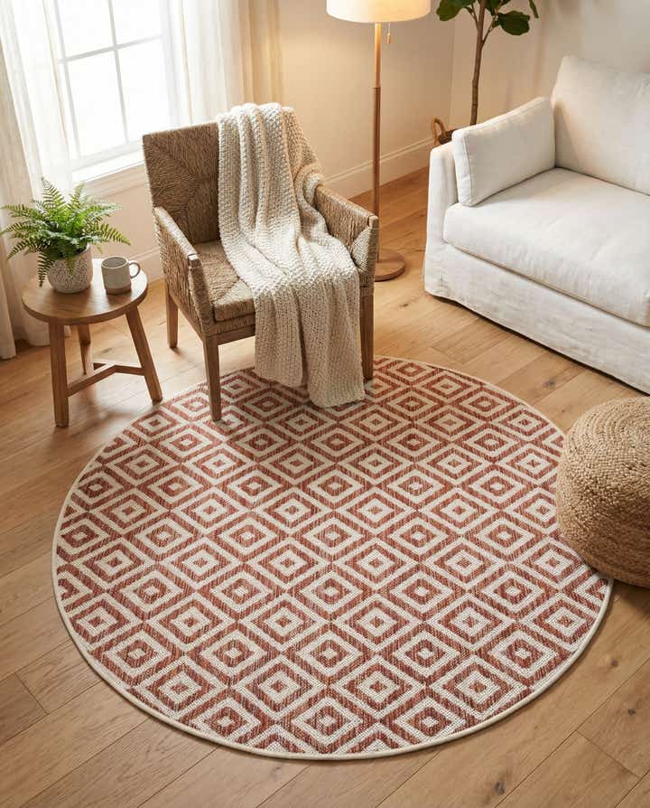 4' x 4' Easy-Clean Jill Zarin Costa Rica Indoor / Outdoor Round Rug