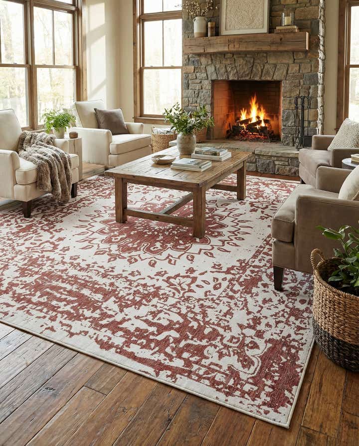 12' x 12' Easy-Clean Traditional Indoor / Outdoor Square Rug