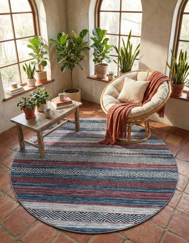 Detail image of 6' x 6'  Washable Yara Round Rug