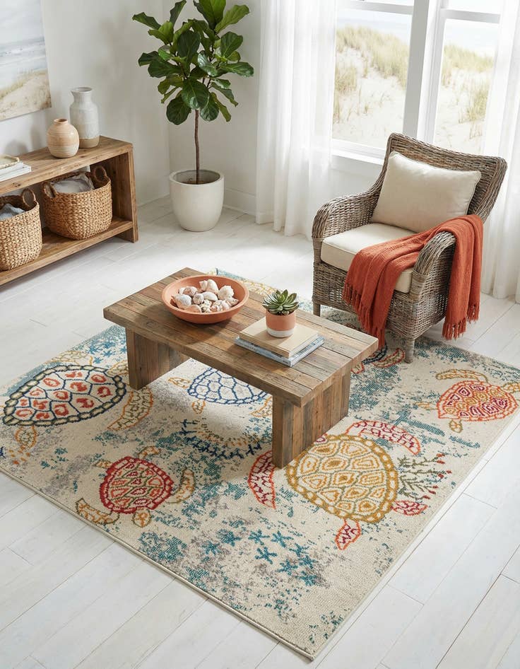 Detail image of 5' 3 x 5' 3  Washable Capri Square Rug