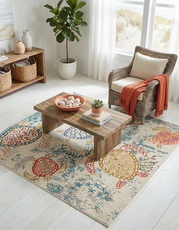Beige Washable Amalfi Square Rug