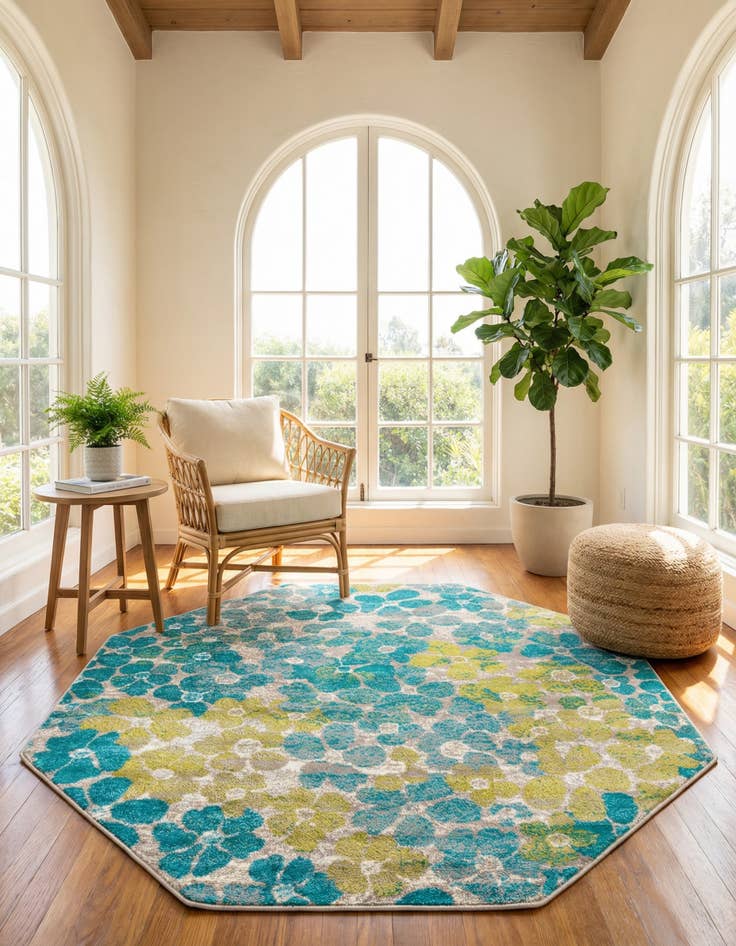 Detail image of  5' 3 x 5' 3 Azalea Octagon Rug