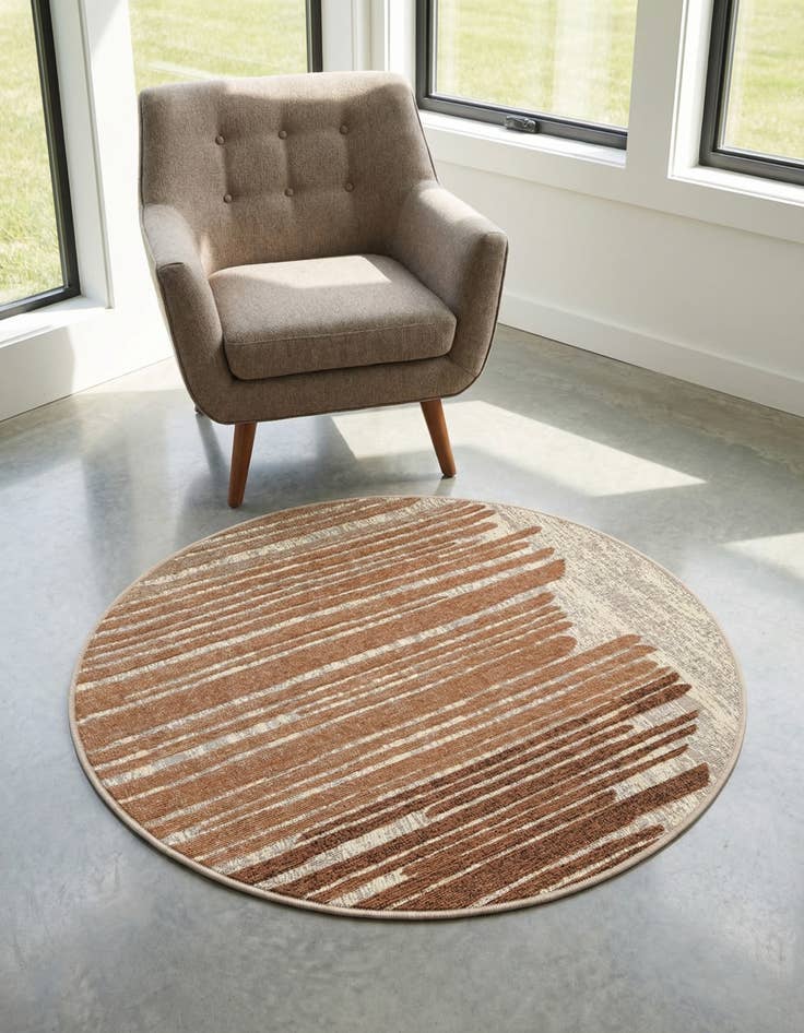 Detail image of 3' x 3' Easy-Clean Modern Indoor / Outdoor Round Rug