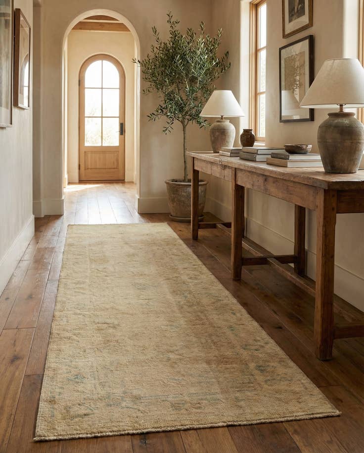 Detail image of 2' 11 x 9' 8 Hand Knotted Oushak Wool Runner Rug