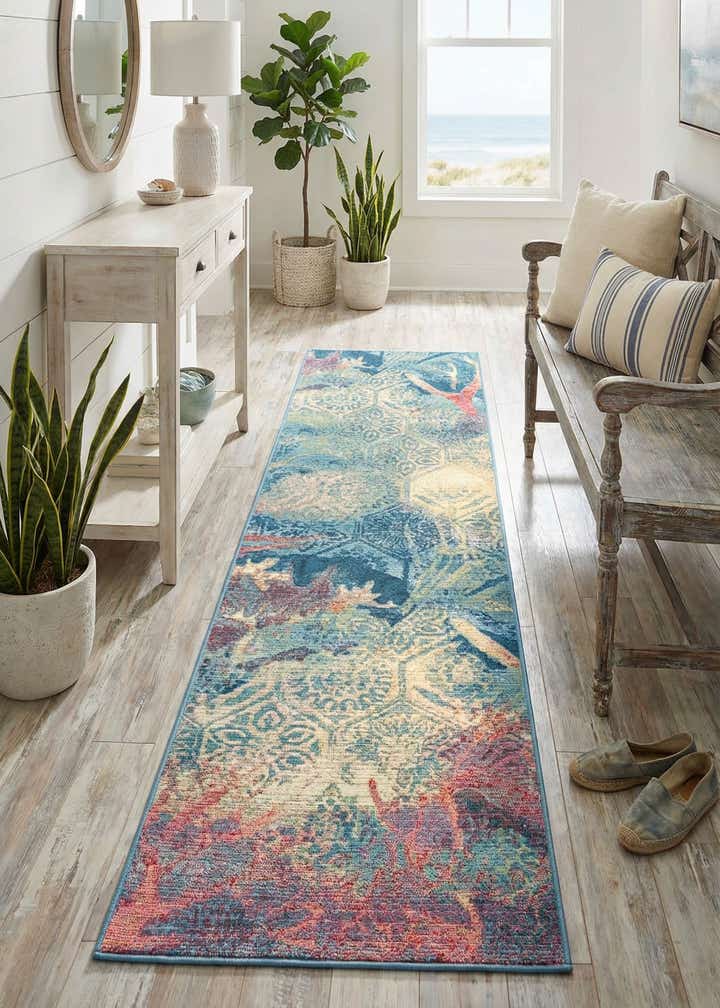 2' x 8' Easy-Clean Coastal Indoor / Outdoor Runner Rug