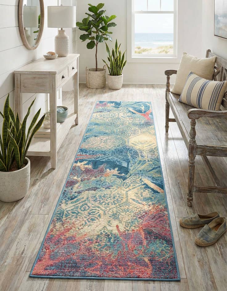 Detail image of 2' x 8' Washable Coastal Indoor / Outdoor Runner Rug