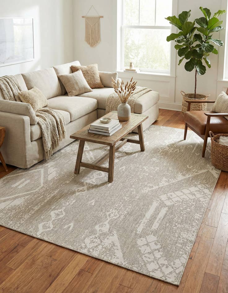 Detail image of 9' x 12'  Washable Bohemian Indoor / Outdoor Rug