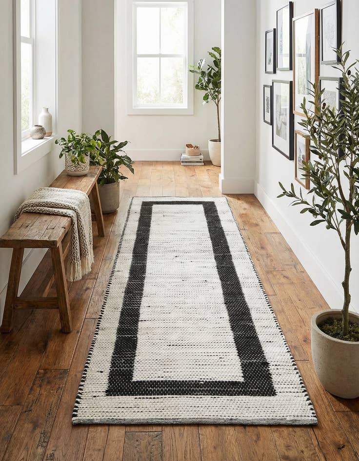 Detail image of 2' 7 x 10' Hand Woven Chindi Jute Runner Rug