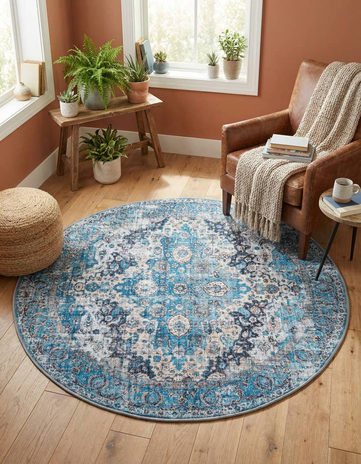 Detail image of 5' 3 x 5' 3 Washable Mangata Round Rug