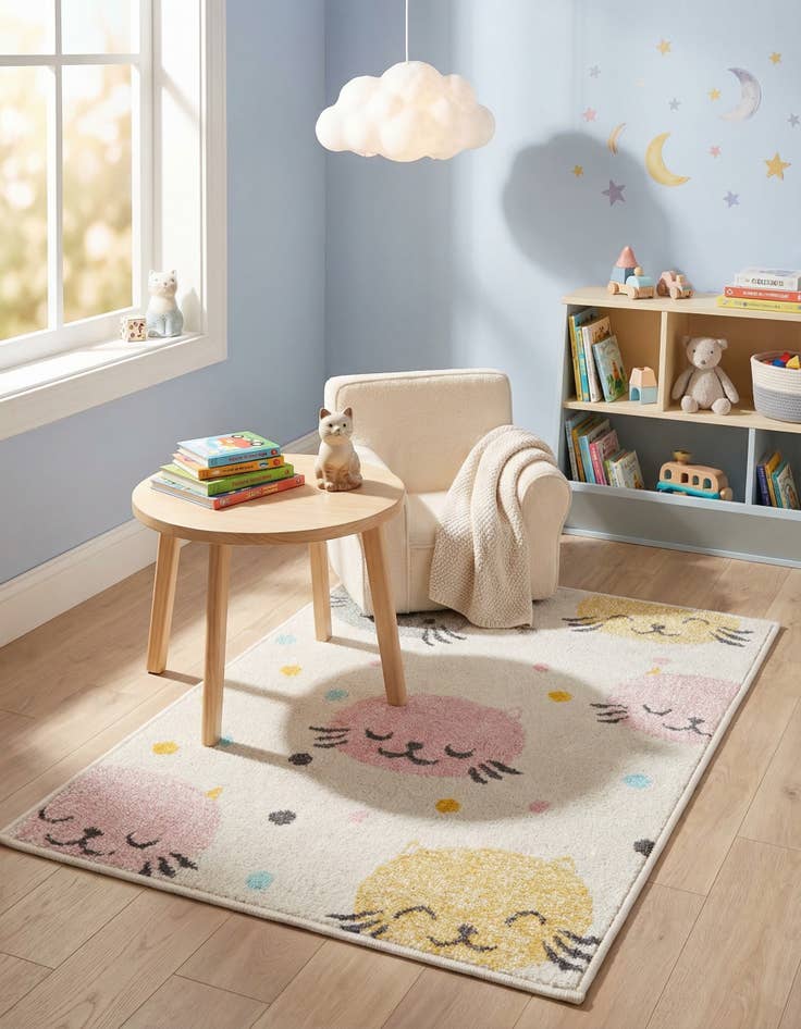 Detail image of 2' 2 x 3' Cats Whimsy Kids Rug