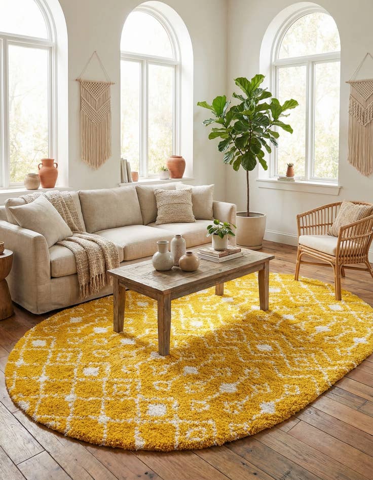 Detail image of 7' 10 x 10' Moroccan Trellis Shag Oval Rug