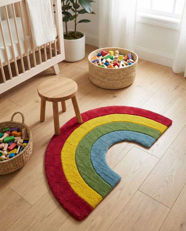 1' 4 x 2' 4 Happy Rugs Rainbow Wool Freeform