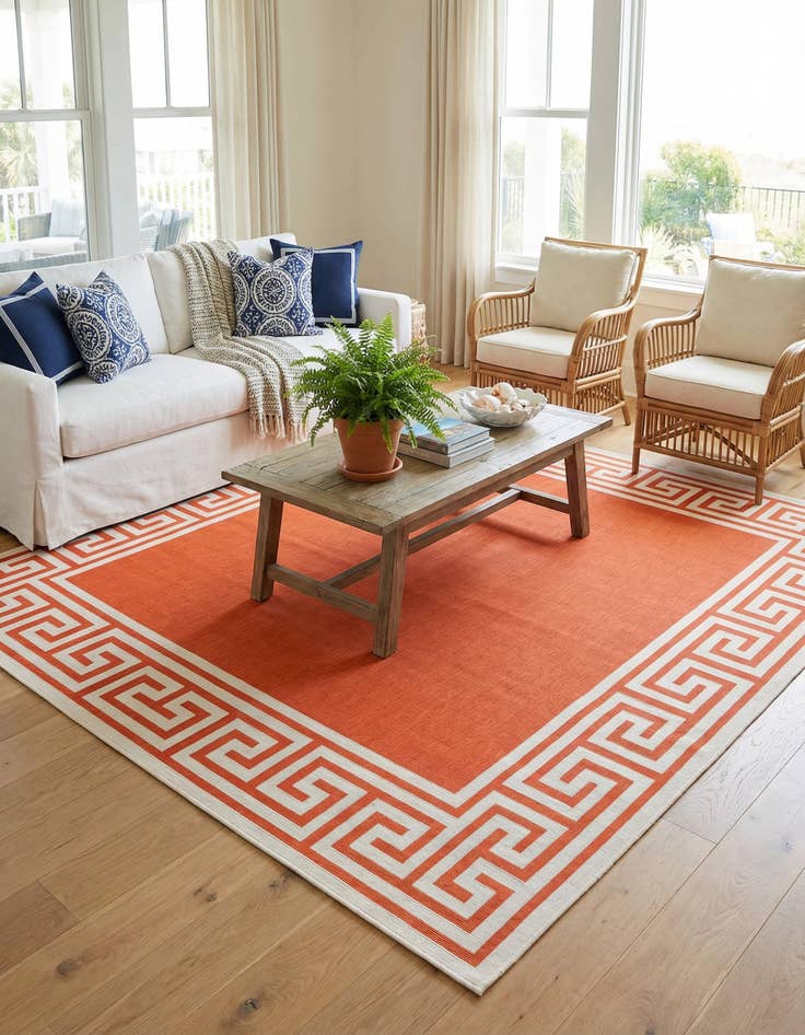 Detail image of 7' 10 x 7' 10  Washable Coastal Indoor / Outdoor Square Rug