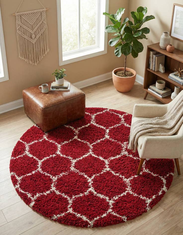 Detail image of 5' 3 x 5' 3 Trellis Shag Round Rug