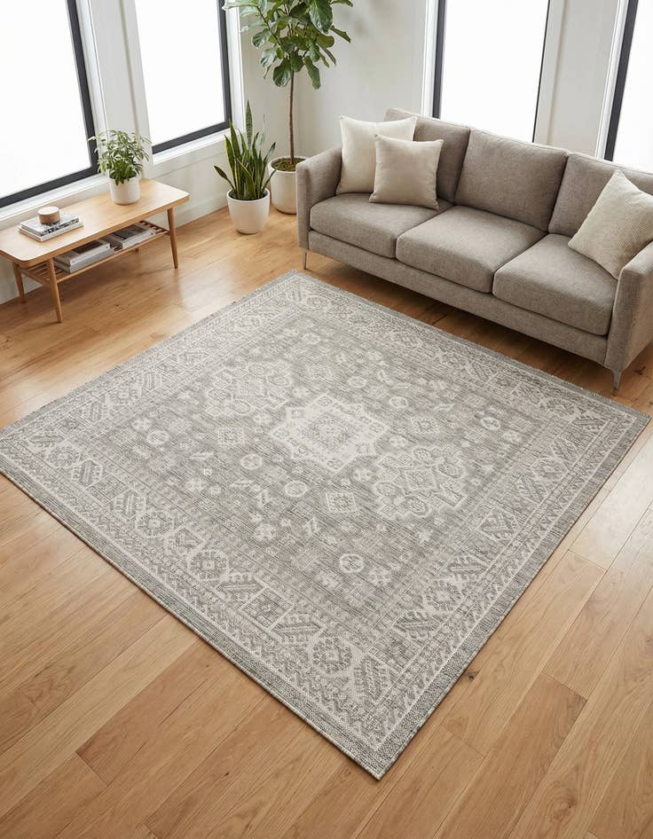 Detail image of 6' x 6'  Washable Aztec Indoor / Outdoor Square Rug