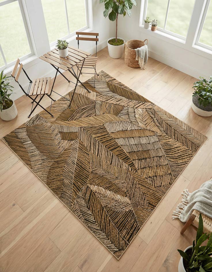 Detail image of 6' x 6' Easy-Clean Botanical Indoor / Outdoor Square Rug