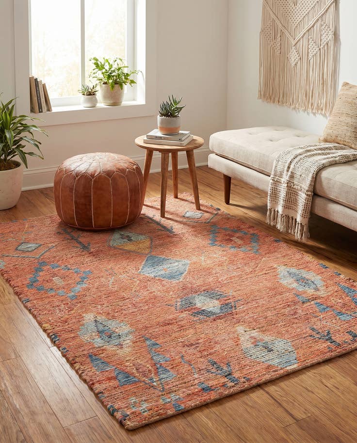 Detail image of 4' 1 x 6' 1 Hand Woven Chenille Jute Rug