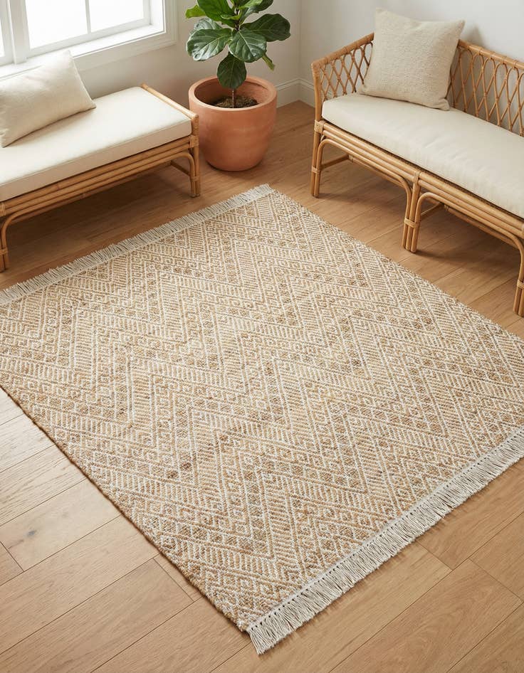Detail image of 5' 1 x 5' 1  Hand Braided Jute Square Rug