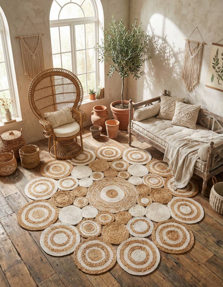 Detail image of 6' 1 x 6' 1  Hand Braided Jute Round Rug