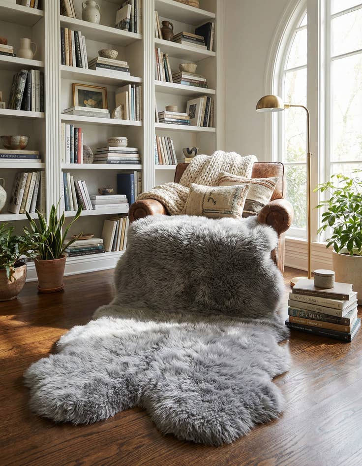 Detail image of 1' 10 x 6' Natural Sheepskin Freeform Rug