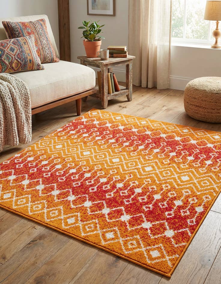 Detail image of  4' x 4' Moroccan Trellis Square Rug