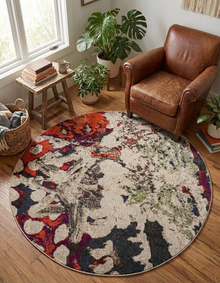 Detail image of 5' 3 x 5' 3  Washable Haerfest Round Rug
