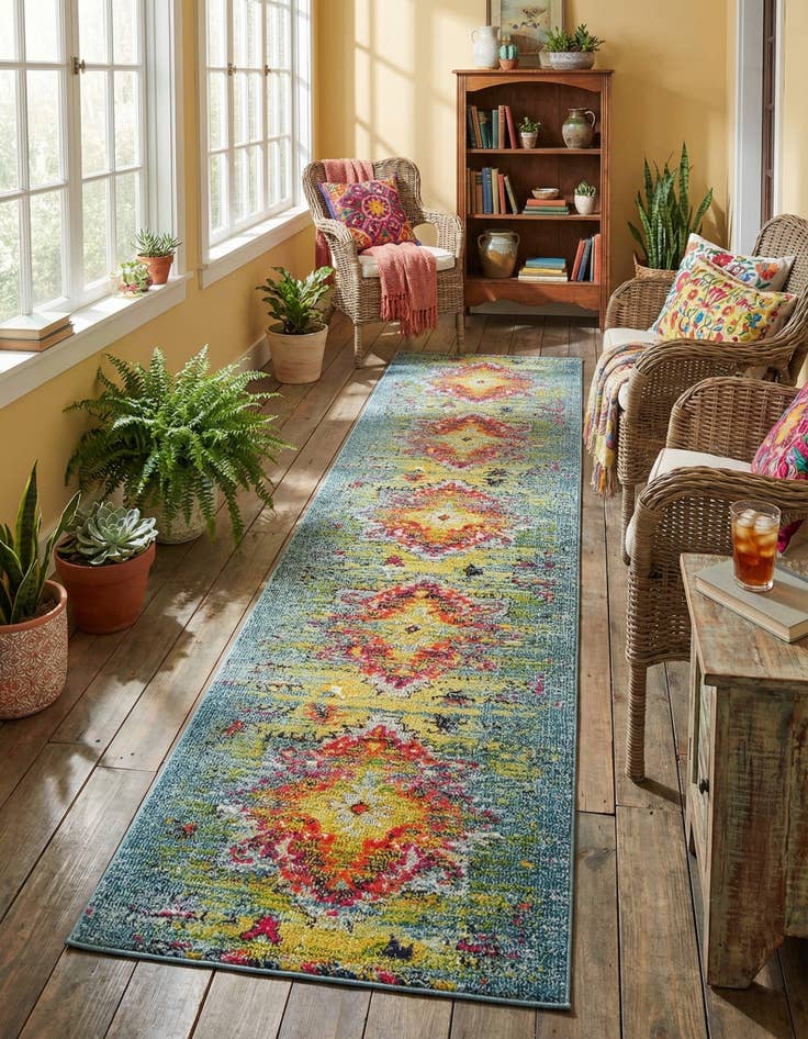 Detail image of 2' 7 x 10' Washable Carnevale Runner Rug