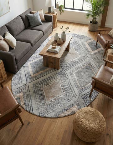 Gray Cream Caspian Oval Rug