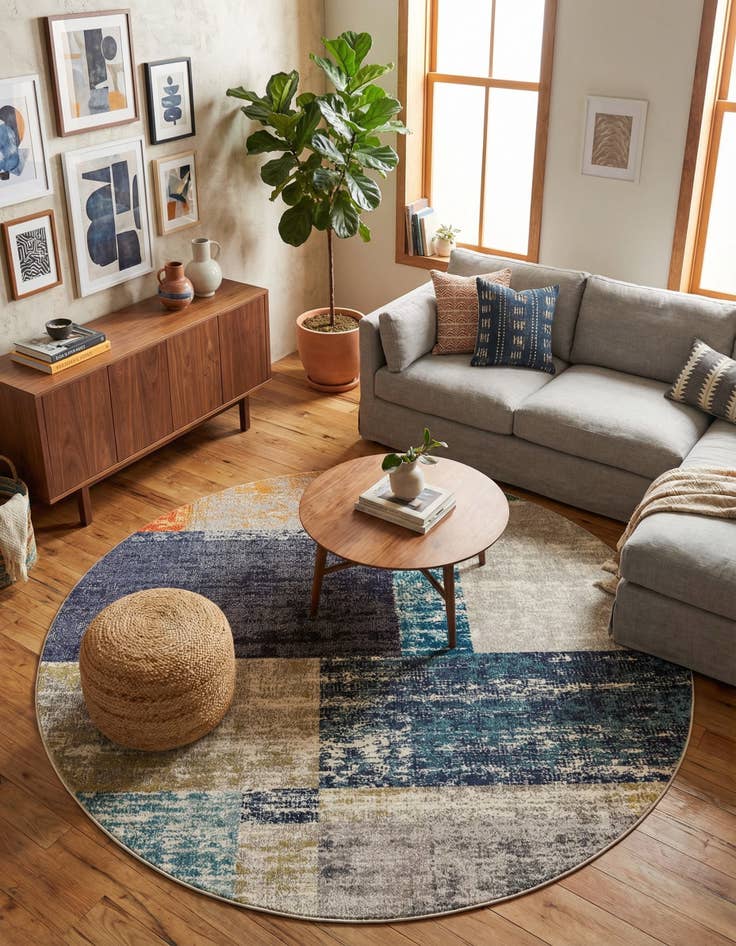 Detail image of 7' x 7' Washable Vivid Round Rug