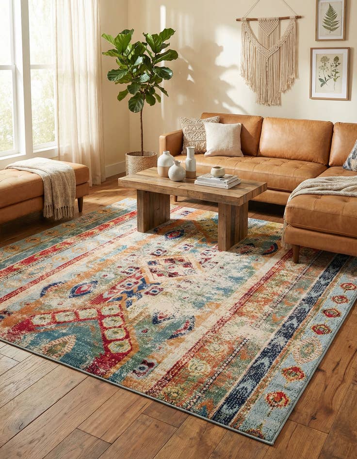 Detail image of 8' x 8'  Washable Santa Fe Square Rug