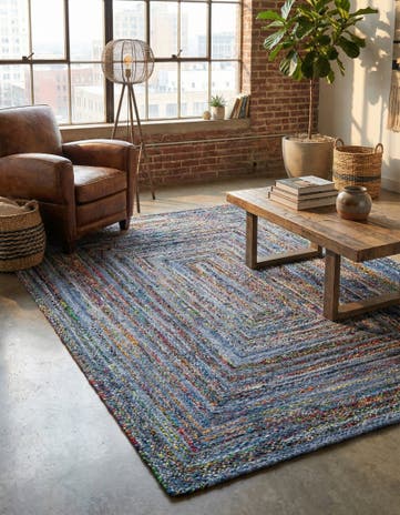 9' x 12' 2 Handmade Braided Chindi Rug