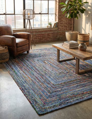 9' x 12' 2 Handmade Braided Chindi Rug