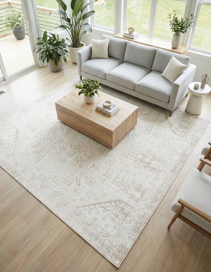 Detail image of 10' x 10'  Washable Aztec Indoor / Outdoor Square Rug