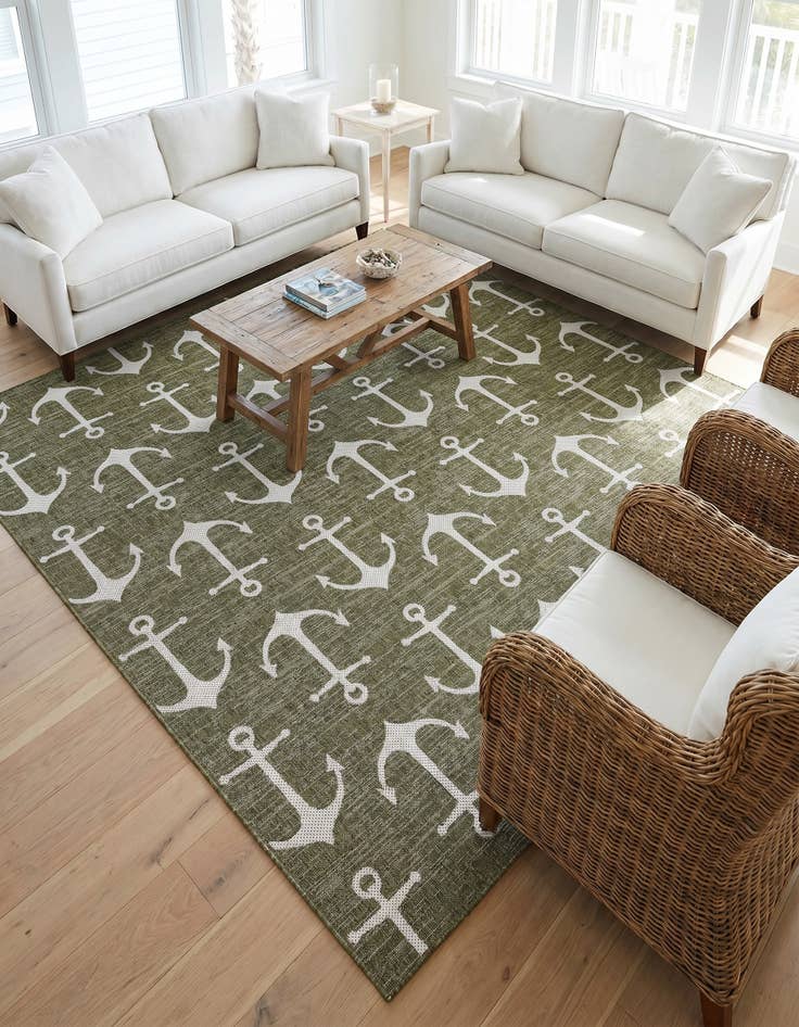 Detail image of 10' x 10' Easy-Clean Coastal Indoor / Outdoor Square Rug