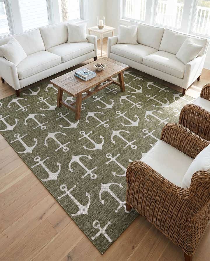 10' x 10' Easy-Clean Coastal Indoor / Outdoor Square Rug