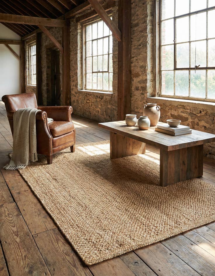 Detail image of  5' 1 x 8'  Hand Heirloom Braided Jute Rug