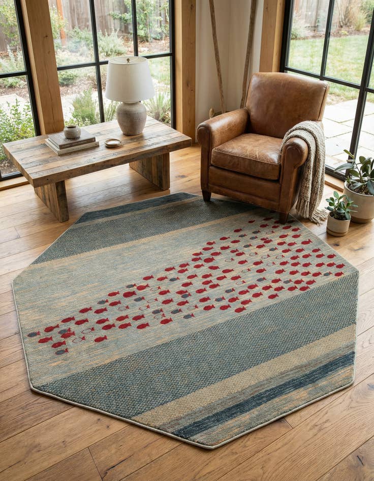 Detail image of 7' x 7' Kashkuli Gabbeh Octagon Rug