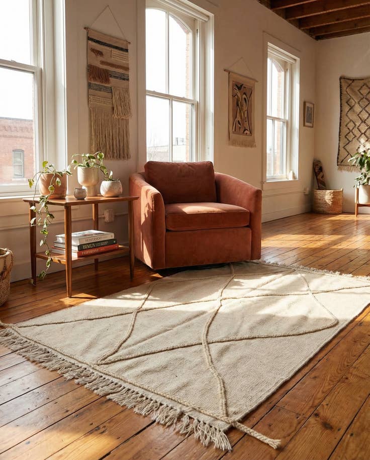 Detail image of 3' 6 x 5' 2 Hand Knotted Moroccan Wool Rug