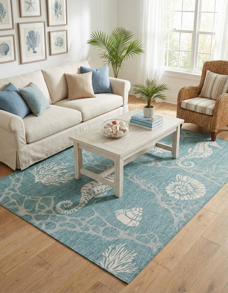 Detail image of 6' x 9' Washable Coastal Indoor / Outdoor Rug